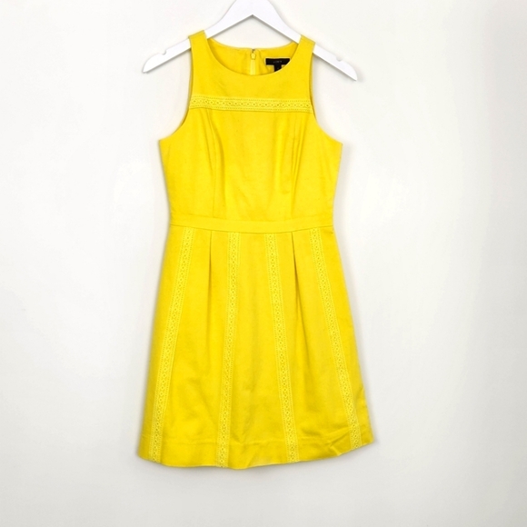 J. Crew Yellow Cotton Pique Fit & Flare Sleeveless Dress Size 2 - Picture 2 of 13